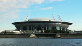 Fußball-Weltmeisterschafts-Stadion Krestovsky-Panorama 2018 Russlands St Petersburg stock footage Fußball-Weltmeisterschafts-Stadion Krestovsky-Panorama 2018 Russlands St Petersburg stock footage