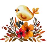 Fältblommatryck med fågeln vektor illustrationer Fältblommatryck med fågeln vektor illustrationer
