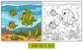 Färgläggningbok (fiskfamiljen) vektor illustrationer Färgläggningbok (fiskfamiljen) vektor illustrationer