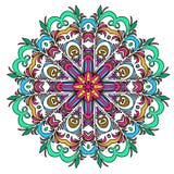 Färgrik hand dragen Mandala, orientalisk dekorativ beståndsdel, tappningstil vektor illustrationer Färgrik hand dragen Mandala, orientalisk dekorativ beståndsdel, tappningstil vektor illustrationer