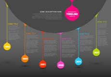 Färgrik mall för Infographic timelinerapport med droppar vektor illustrationer Färgrik mall för Infographic timelinerapport med droppar vektor illustrationer