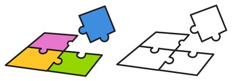 Färgrik och svartvit figursåg för färgläggningbok vektor illustrationer Färgrik och svartvit figursåg för färgläggningbok vektor illustrationer
