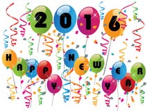 2016 färgrika ballonger för lyckligt nytt år royaltyfri illustrationer 2016 färgrika ballonger för lyckligt nytt år royaltyfri illustrationer