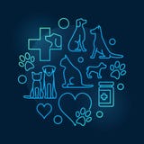 Färgrikt veterinär- sjukhuscirkulärsymbol stock illustrationer Färgrikt veterinär- sjukhuscirkulärsymbol stock illustrationer