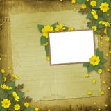 Félicitation avec la trame et les fleurs jaunes illustration stock Félicitation avec la trame et les fleurs jaunes illustration stock