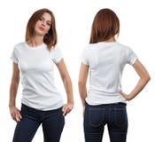 Fêmea 'sexy' que desgasta a camisa branca em branco imagem de stock royalty free Fêmea 'sexy' que desgasta a camisa branca em branco imagem de stock royalty free