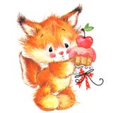 För husdjurvattenfärg för rolig ekorre gullig illustration stock illustrationer För husdjurvattenfärg för rolig ekorre gullig illustration stock illustrationer
