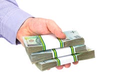 För kassa hand in som ett lånsymbol arkivfoto För kassa hand in som ett lånsymbol arkivfoto