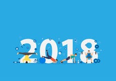 för konditionbegrepp för nytt år 2018 genomkörare Royaltyfria Foton för konditionbegrepp för nytt år 2018 genomkörare Royaltyfria Foton