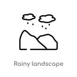 för landskapvektor för översikt regnig symbol isolerad svart enkel linje beståndsdelillustration från naturbegrepp Redigerbar vek royaltyfri illustrationer för landskapvektor för översikt regnig symbol isolerad svart enkel linje beståndsdelillustration från naturbegrepp Redigerbar vek royaltyfri illustrationer