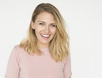 För studiostående för kvinna gladlynt begrepp arkivfoton För studiostående för kvinna gladlynt begrepp arkivfoton