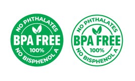 För vektorcertifikat för BPA fri symbol Inga phthalates och inget bisphenol, säker matpackestämpel, kontrollfläck och grönt blad royaltyfri illustrationer För vektorcertifikat för BPA fri symbol Inga phthalates och inget bisphenol, säker matpackestämpel, kontrollfläck och grönt blad royaltyfri illustrationer