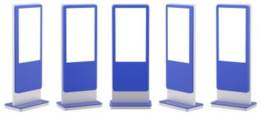 Förlöjliga upp fem svarta informationsskärmar Banerställningar i din design framförande 3d vektor illustrationer Förlöjliga upp fem svarta informationsskärmar Banerställningar i din design framförande 3d vektor illustrationer