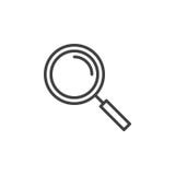Förstoringsglaslinje symbol, översiktsvektortecken, linjär stilpictogram som isoleras på vit royaltyfri illustrationer Förstoringsglaslinje symbol, översiktsvektortecken, linjär stilpictogram som isoleras på vit royaltyfri illustrationer