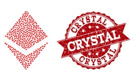 Förälskelsehjärtamosaik av Crystal Icon och Grungestämpeln stock illustrationer Förälskelsehjärtamosaik av Crystal Icon och Grungestämpeln stock illustrationer