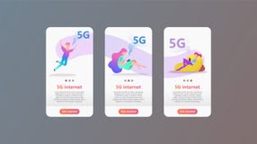 5G netwerkconcept Het beeldverhaalkarakter gebruikt snel mobiel Internet lte vector illustratie 5G netwerkconcept Het beeldverhaalkarakter gebruikt snel mobiel Internet lte vector illustratie