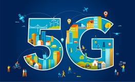 5G επίπεδη διανυσματική απεικόνιση Άνθρωποι με τις κινητές συσκευές στην έξυπνη πόλη απεικόνιση αποθεμάτων 5G επίπεδη διανυσματική απεικόνιση Άνθρωποι με τις κινητές συσκευές στην έξυπνη πόλη απεικόνιση αποθεμάτων