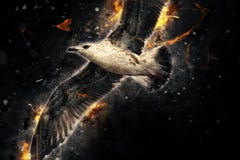 Gabbiano in volo Effetto artistico di furia di lerciume fotografie stock libere da diritti Gabbiano in volo Effetto artistico di furia di lerciume fotografie stock libere da diritti