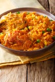 Galinhada è la versione brasiliana del pollo di pollo di raggiro di arroz Fotografie Stock Galinhada è la versione brasiliana del pollo di pollo di raggiro di arroz Fotografie Stock