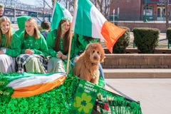 Galleggiante di parata del giorno di St Patrick fotografia stock libera da diritti Galleggiante di parata del giorno di St Patrick fotografia stock libera da diritti