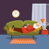 Gamal man som sover på soffan med boken Äldre koppla av hem eller farfar som vilar vektorillustrationen vektor illustrationer Gamal man som sover på soffan med boken Äldre koppla av hem eller farfar som vilar vektorillustrationen vektor illustrationer