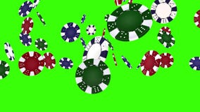 Set Of Poker Chips 3d Falling Down On Green Screen Background Ready To Chroma Key Video 4k Stock Video Video Of Video Poker 149760611