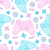 Gamepad Joystick Game Controller Seamless Pattern. Devices For Video Games, Esports, Gamer On White Background. Hand Royalty Free Stock Image Gamepad Joystick Game Controller Seamless Pattern. Devices For Video Games, Esports, Gamer On White Background. Hand Royalty Free Stock Image