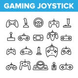 Gaming Joystick Vector Thin Line Icons Set stock illustration Gaming Joystick Vector Thin Line Icons Set stock illustration