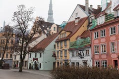 Gamla hus i det Riga centret, Lettland arkivfoto Gamla hus i det Riga centret, Lettland arkivfoto