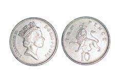 Gamla mynt för lands`, 10 encentmynt arkivbild Gamla mynt för lands`, 10 encentmynt arkivbild