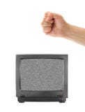 Gammal TV och näve fotografering för bildbyråer Gammal TV och näve fotografering för bildbyråer