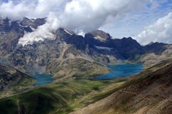 Gangabal Lake and Nundkol Lake at the base of Mount Harmukh in Kashmir, India stock images Gangabal Lake and Nundkol Lake at the base of Mount Harmukh in Kashmir, India stock images
