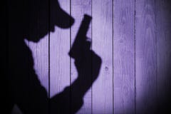Gangster Or Investigator Or Spy Silhouette On Natural Wooden Wall Stock Image Gangster Or Investigator Or Spy Silhouette On Natural Wooden Wall Stock Image