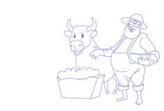 Garatuja do esboço do conceito do negócio agrário do compatriota da vaca dos animais de criação de animais do homem do fazendeiro ilustração do vetor Garatuja do esboço do conceito do negócio agrário do compatriota da vaca dos animais de criação de animais do homem do fazendeiro ilustração do vetor