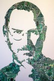 GARBAGE MUSEUM `MU-MU`, RUSSIA - OCTOBER 2016: Steve Jobs from electronic boards royalty free stock photography GARBAGE MUSEUM `MU-MU`, RUSSIA - OCTOBER 2016: Steve Jobs from electronic boards royalty free stock photography