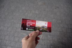 Garden by the bay , Singapore - September 15,2018 The ticket at Garden by the bay singapore stock photos Garden by the bay , Singapore - September 15,2018 The ticket at Garden by the bay singapore stock photos