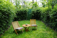 Garden Chairs On The Backyard Royalty Free Stock Photography Garden Chairs On The Backyard Royalty Free Stock Photography