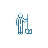 Gardener with shovel linear icon concept. Gardener with shovel line vector sign, symbol, illustration. vector illustration Gardener with shovel linear icon concept. Gardener with shovel line vector sign, symbol, illustration. vector illustration