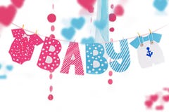 Garland with cloth and letters elements for baby shower royalty free stock images Garland with cloth and letters elements for baby shower royalty free stock images