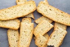 Garlic And Herb Bread Slices. Eco Food. Royalty Free Stock Images