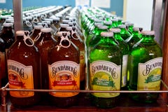 Garrafas do refrigerante root beer de Bundaberg no refrigerador fotografia de stock royalty free Garrafas do refrigerante root beer de Bundaberg no refrigerador fotografia de stock royalty free