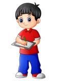 Garçon mignon se tenant avec tenir le carnet illustration libre de droits Garçon mignon se tenant avec tenir le carnet illustration libre de droits