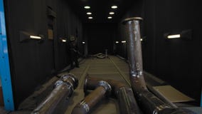 Gas Pipe Moving for Sandblasting. Gas Pipe Factory Gas Pipe Moving for Sandblasting. Gas Pipe Factory