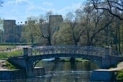 Gatchina Palace and Karpin Bridge in Gatchina. St. Petersburg, Russia stock images Gatchina Palace and Karpin Bridge in Gatchina. St. Petersburg, Russia stock images
