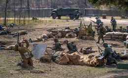 Gatchina, Russia - May 7, 2017: Historical reconstruction of the battles of World War II. stock image Gatchina, Russia - May 7, 2017: Historical reconstruction of the battles of World War II. stock image