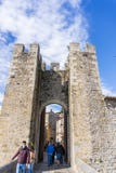 GIRONA, SPAIN - 11 OCTOBER 2020: Gateway to the medieval town of Besalu
