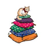 Gatito lindo en un casquillo con los puntos y los vidrios Vector el ejemplo para una postal o un cartel Gato divertido Animal en stock de ilustración Gatito lindo en un casquillo con los puntos y los vidrios Vector el ejemplo para una postal o un cartel Gato divertido Animal en stock de ilustración