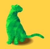 Gato animal polivinílico que sienta el ejemplo abstracto poligonal verde coloreado del vector stock de ilustración Gato animal polivinílico que sienta el ejemplo abstracto poligonal verde coloreado del vector stock de ilustración