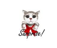 Gato con la cinta roja con sorpresa del lema stock de ilustración Gato con la cinta roja con sorpresa del lema stock de ilustración