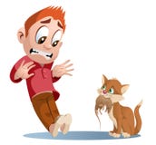 Gato divertido que sostiene la rata stock de ilustración Gato divertido que sostiene la rata stock de ilustración